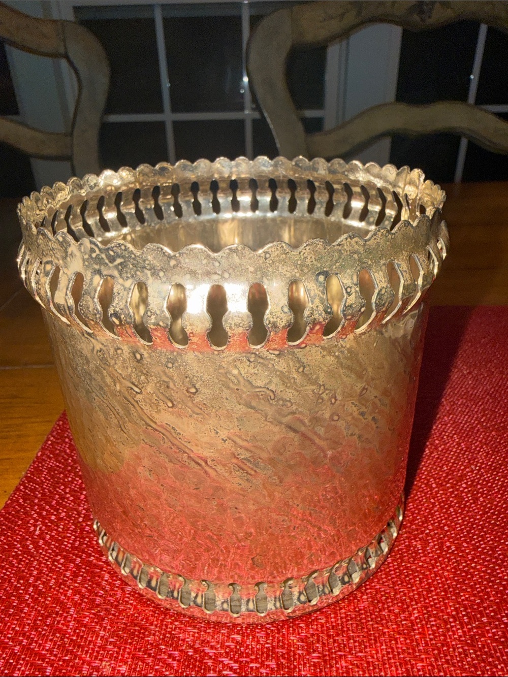 Vintage Sheffield English Silver-Plated Container / Coaster with Enamel Base